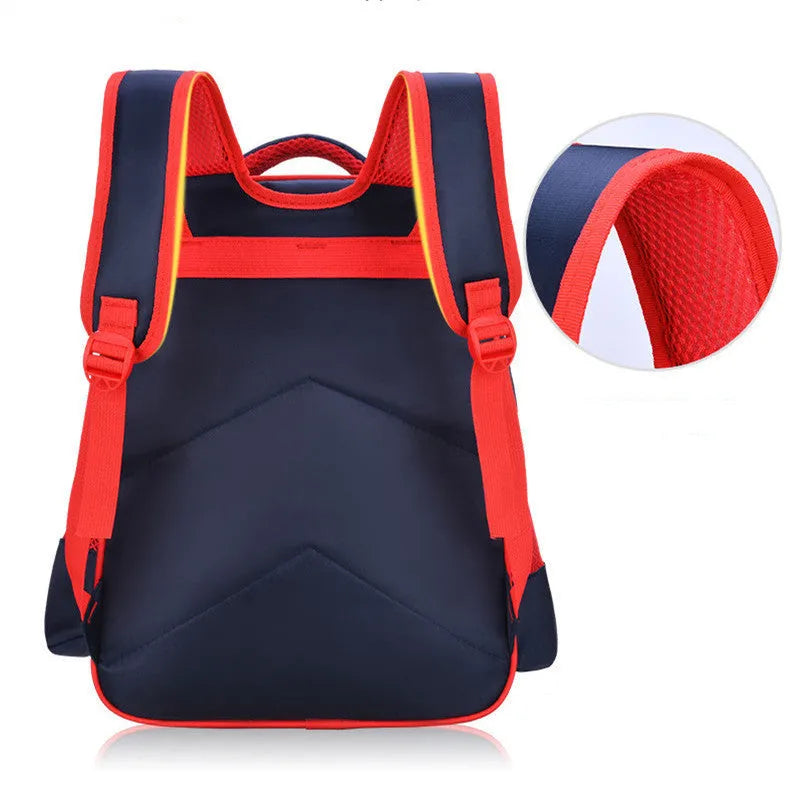 Blue anime cartoon print children's school backpack with load-reducing straps and pencil case