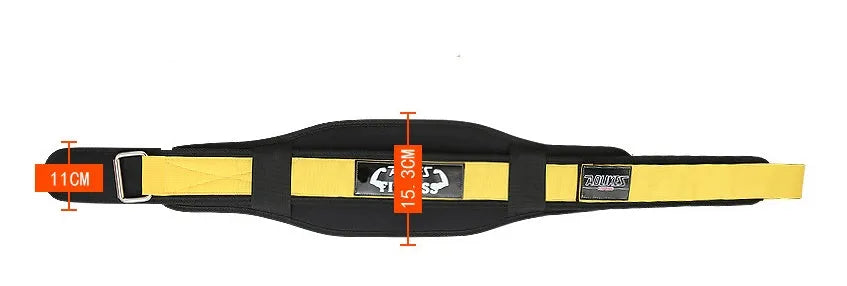 Nylon fitness weightlifting waistband with hook and loop closure in black, red and yellow colour options