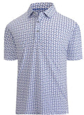 Men's 3D printed short sleeve t-shirt with graphic pattern and zip decoration on a mannequin.