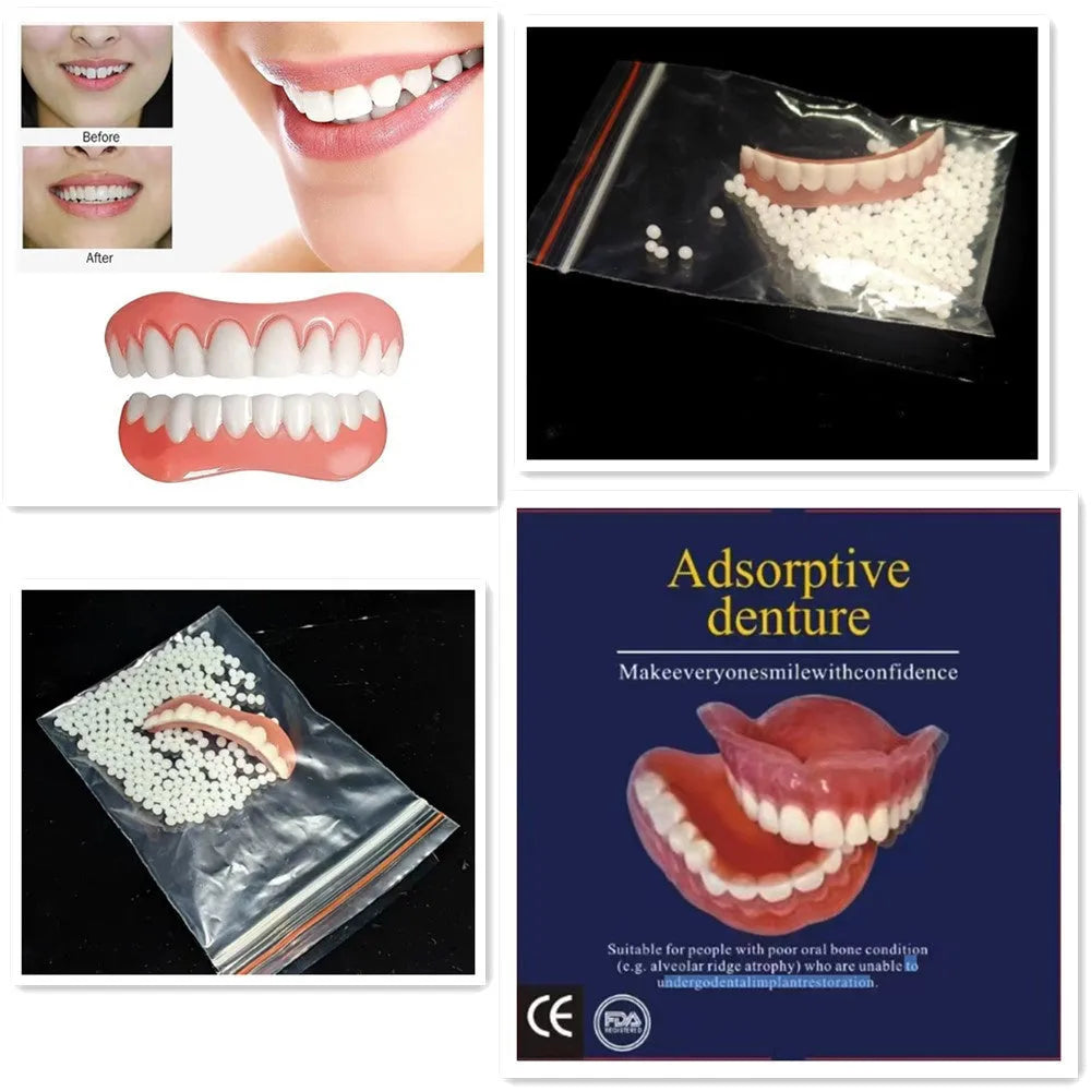 Silicone simulation smile dentures tooth socket in colour box packaging