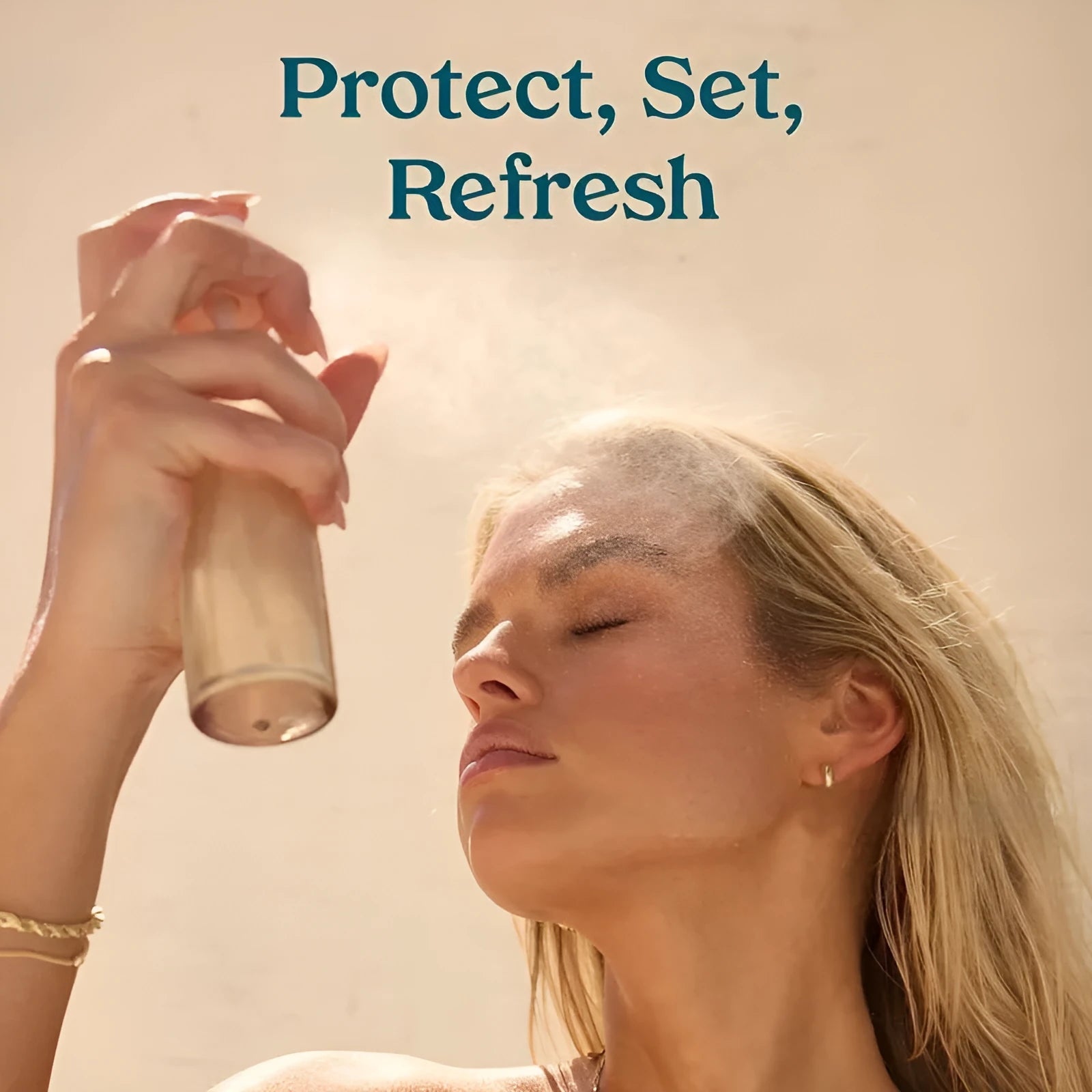 75ml makeup moisturising and nourishing spray bottle in hand.