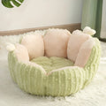 Green cactus design soft pet kennel showing large 60x35cm size for cat litter containment