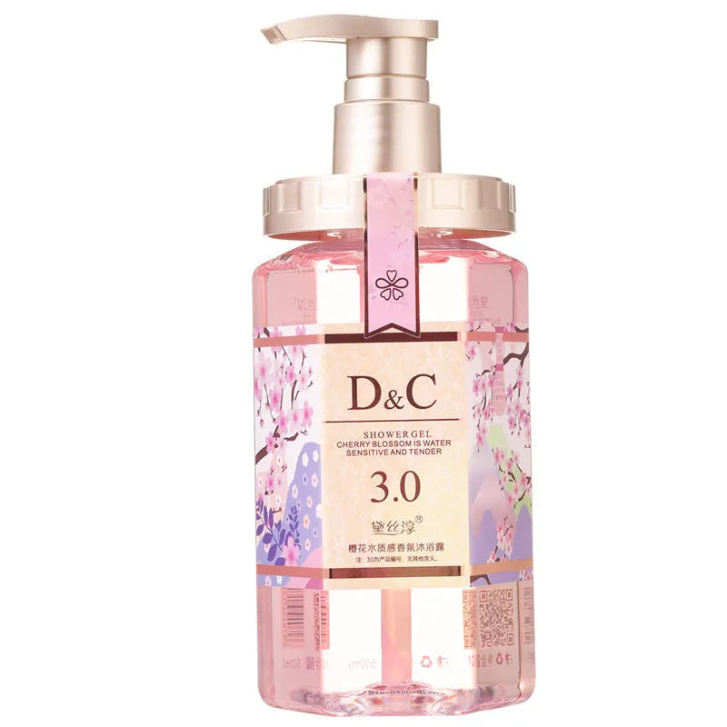Sakura shampoo, conditioner and shower gel set, three 500ml bottles.