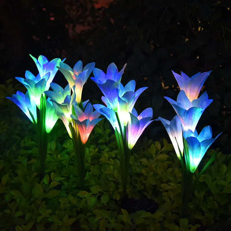 Solar lily festive lantern outdoor garden decor with flower shape design
