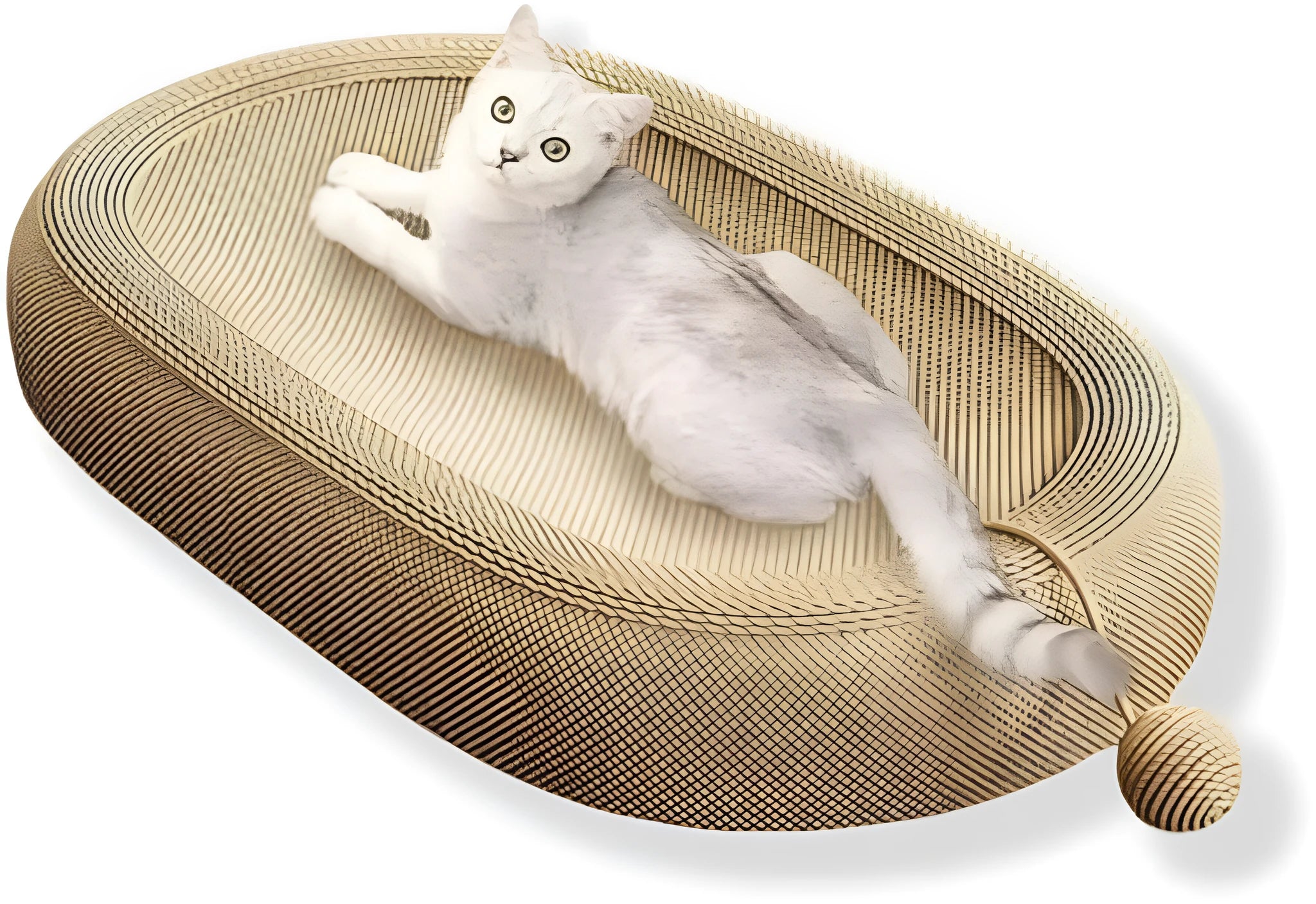 Extra large sisal cat scratching board with integrated raised lounging platform for cats