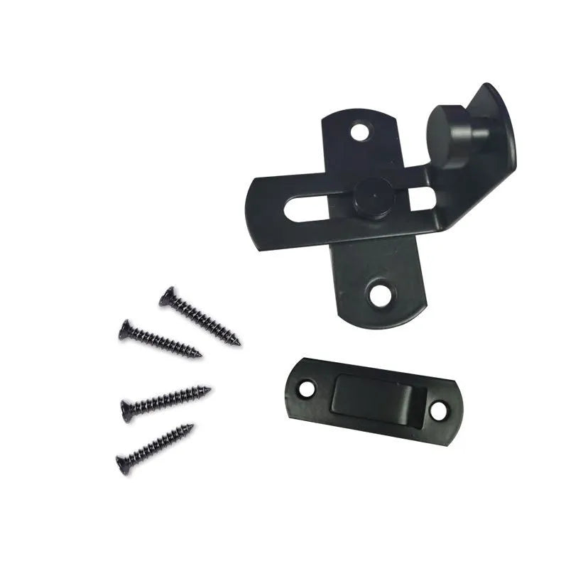 Sliding door hasp lock with black carbon steel 90-degree latch and stainless steel body