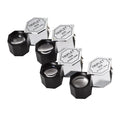 Handheld metal magnifying glass with optical glass lens for inspecting jewellery and coins.