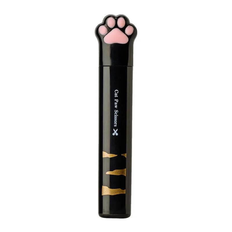 Mini folding scissors with cat paw design in pink, white, black, or blue colours