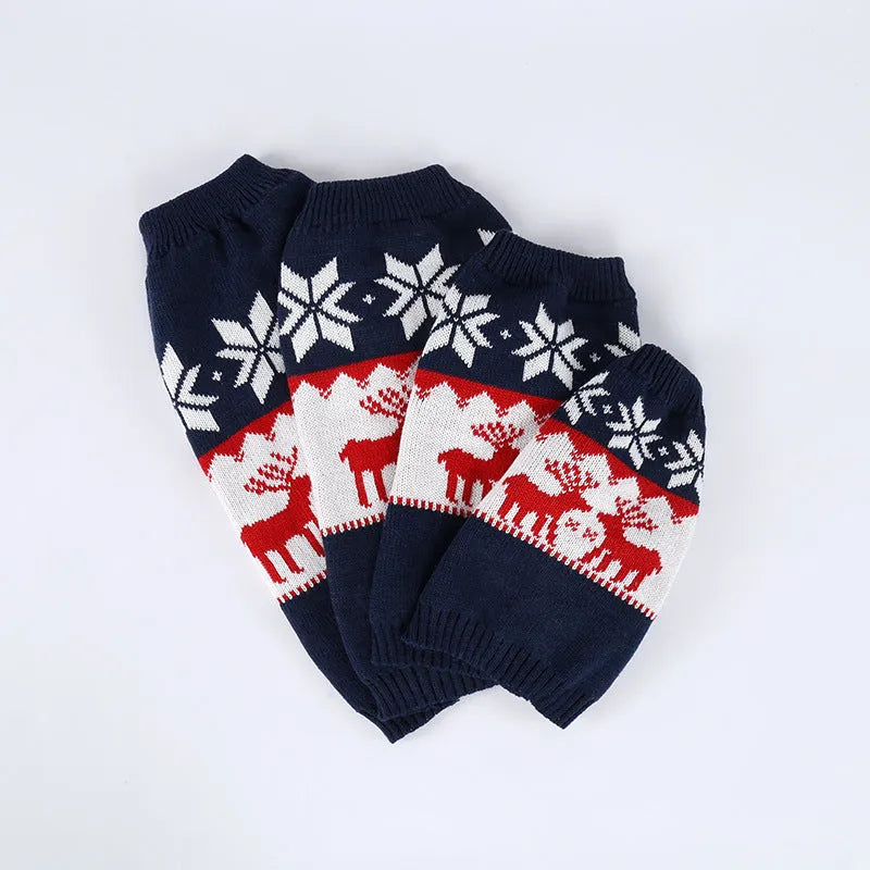Navy blue knitted Christmas sweater for dogs with European and American style design