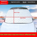Aluminium foil winter car windshield cover with reflective stripes and magnetic fasteners for SUV frost protection