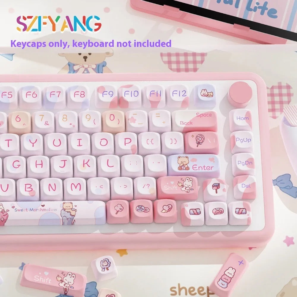Sweet cotton candy mechanical keyboard keycap set with 112 or 120 key options