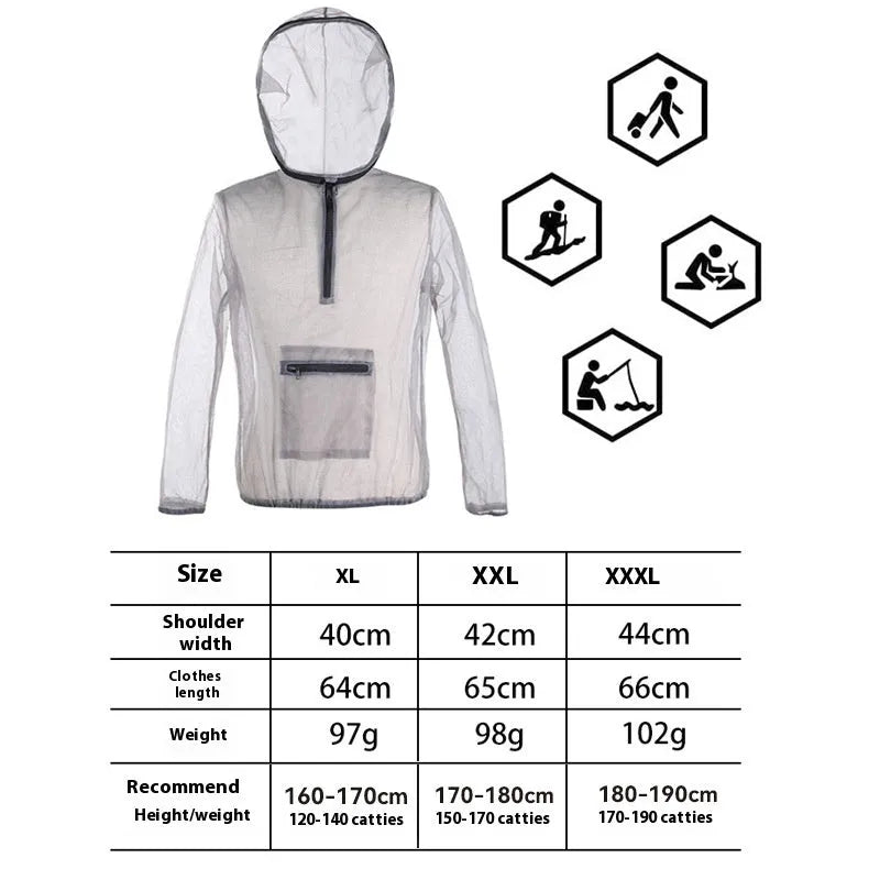Rayman Jungle Run breathable insect-proof jacket in smoky grey mesh fabric for outdoor activities