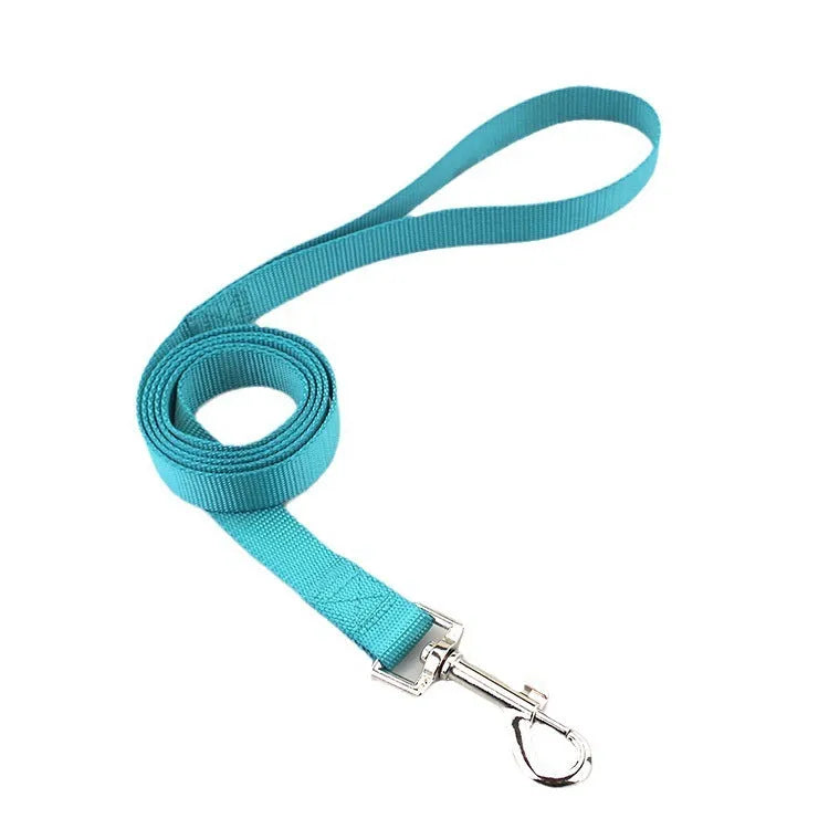 Solid colour polyester dog leash in a selection of colours including blue, black, and red, shown in a 120cm length.