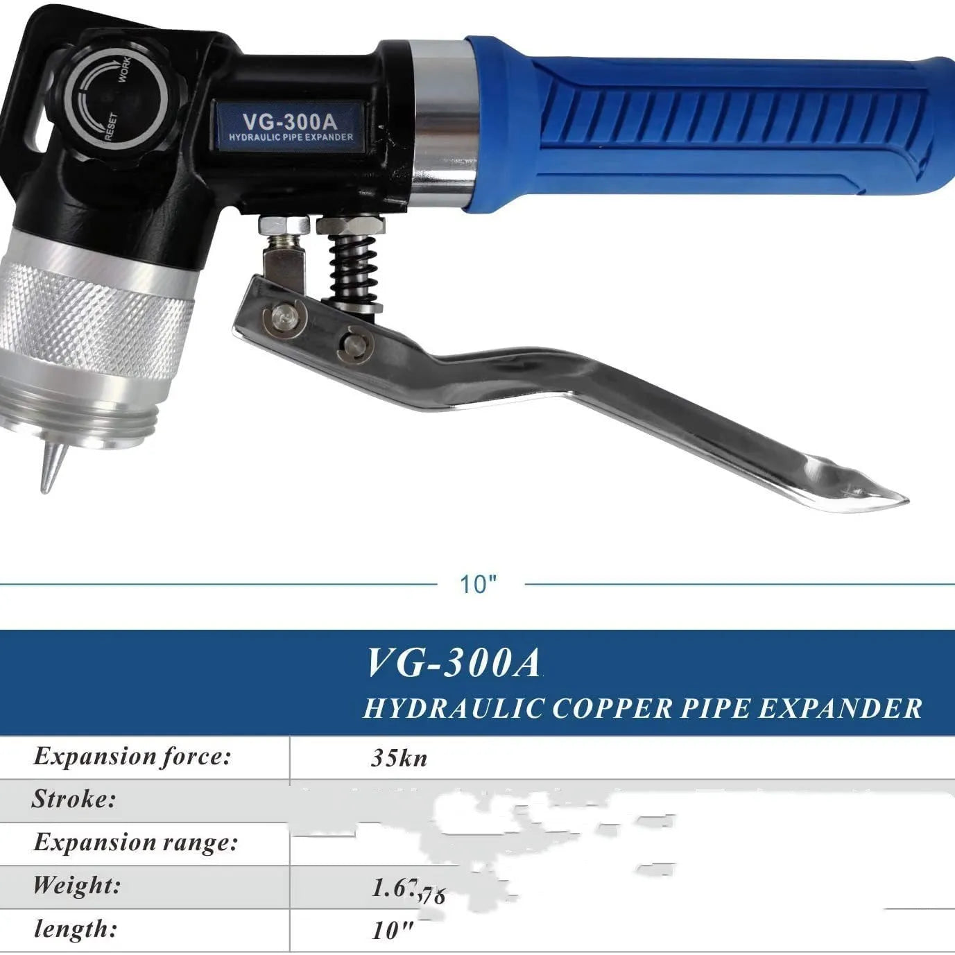 VG-300 hydraulic tube expander tool for refrigeration maintenance with alloy steel construction