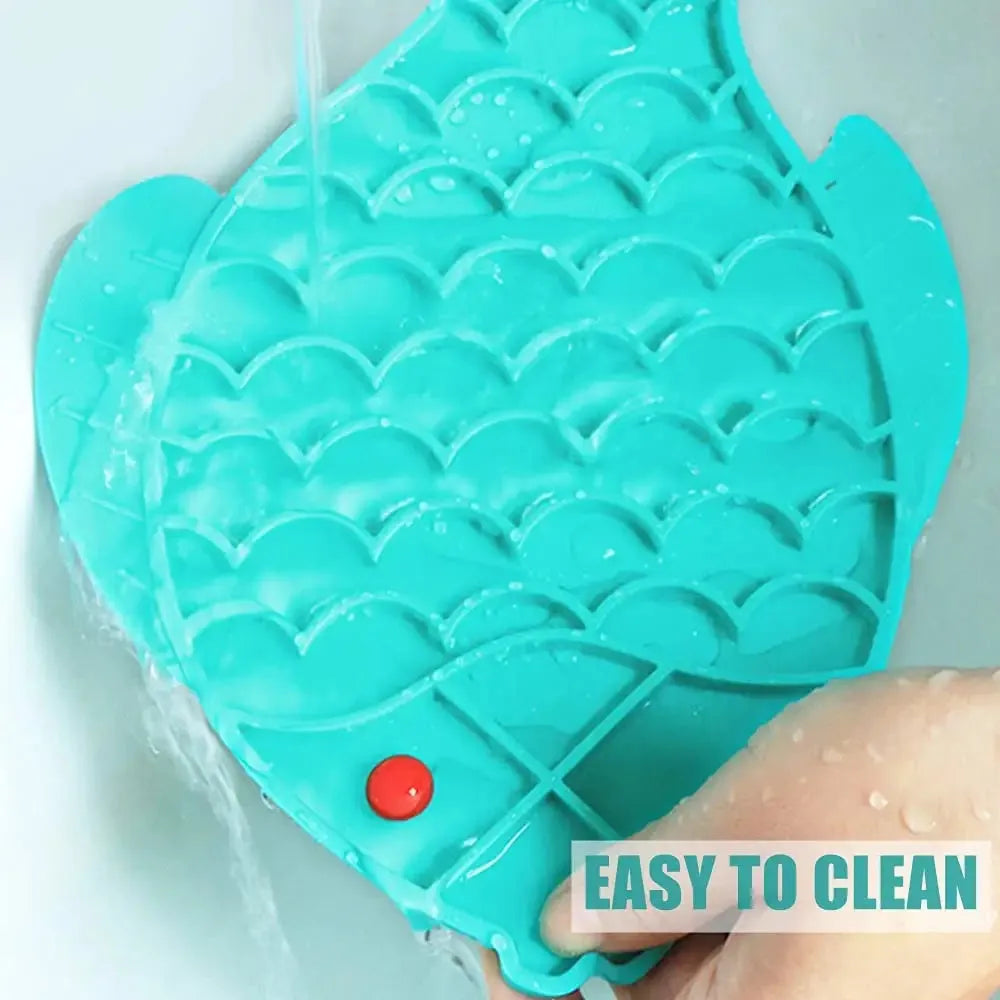 Silicone lick mat for dogs in blue, green, or grey, 24.5 x 19 cm, slow feeder tray