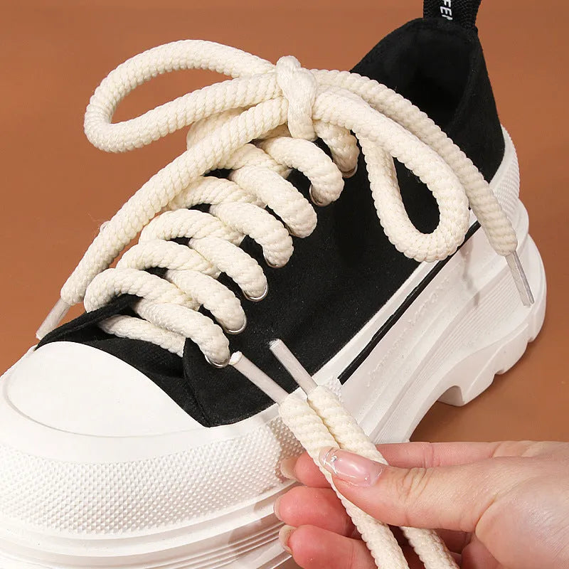 Round 10mm woven shoelace for bread shoes in beige, showing length and thickness options.