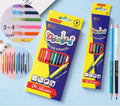 Set of wooden dual-tipped colour pencils with a colour lead at one end and a brush pen tip at the other.