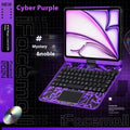 Blue PC keyboard protective case for iPad Pro 11-inch tablet showing mute function button.