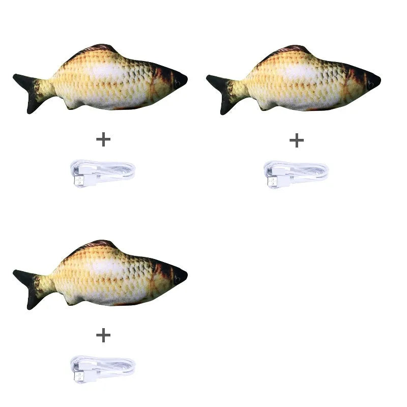 30cm electronic jumping fish cat toy with USB cable in multicolour fish designs