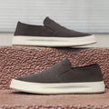 Men's grey and apricot casual shoes with round toe design and rubber sole
