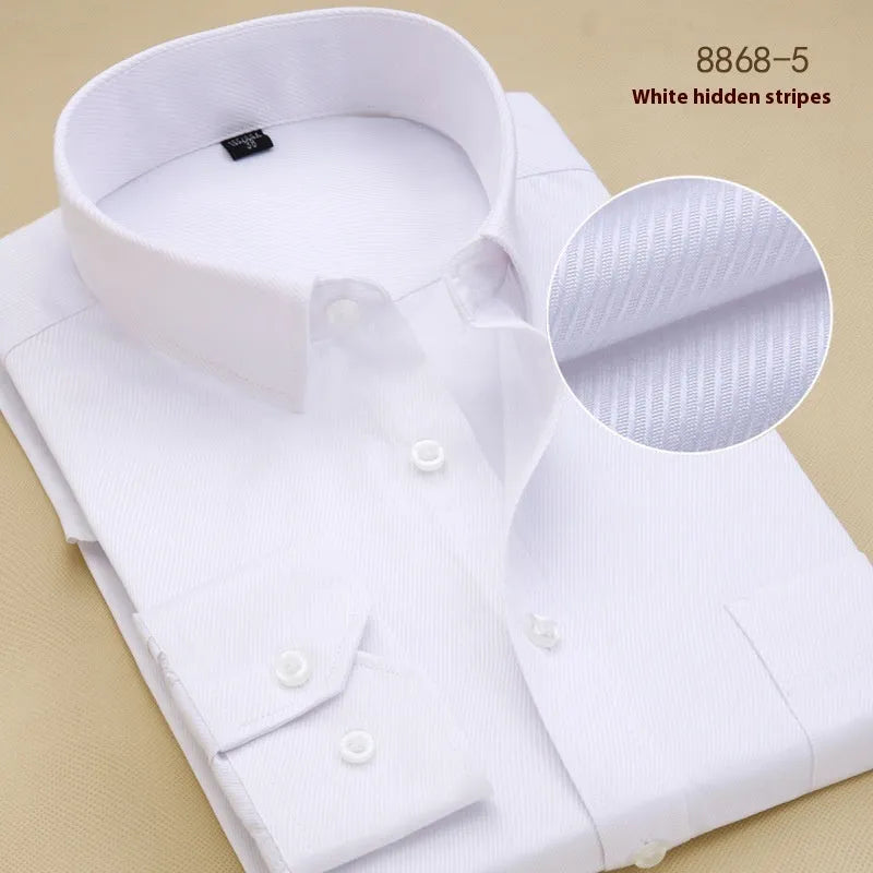 Men's black long sleeve business shirt in slim fit cotton cardigan style