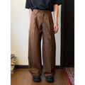 Men's straight leg trousers in black or brown with wide-leg casual styling