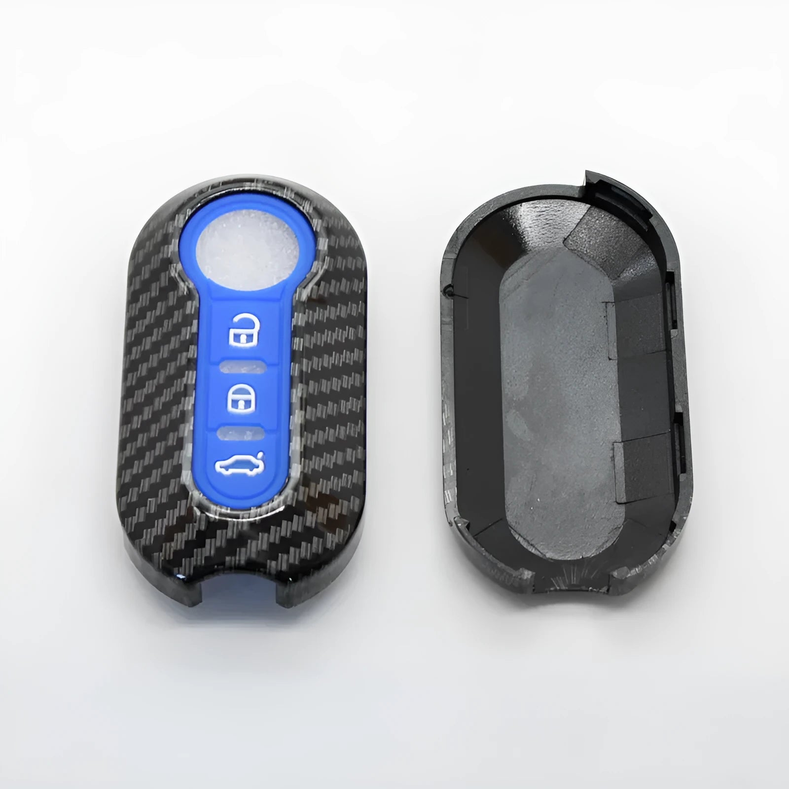 Fiat car key replacement shell case in carbon fibre style, colours black red dark blue