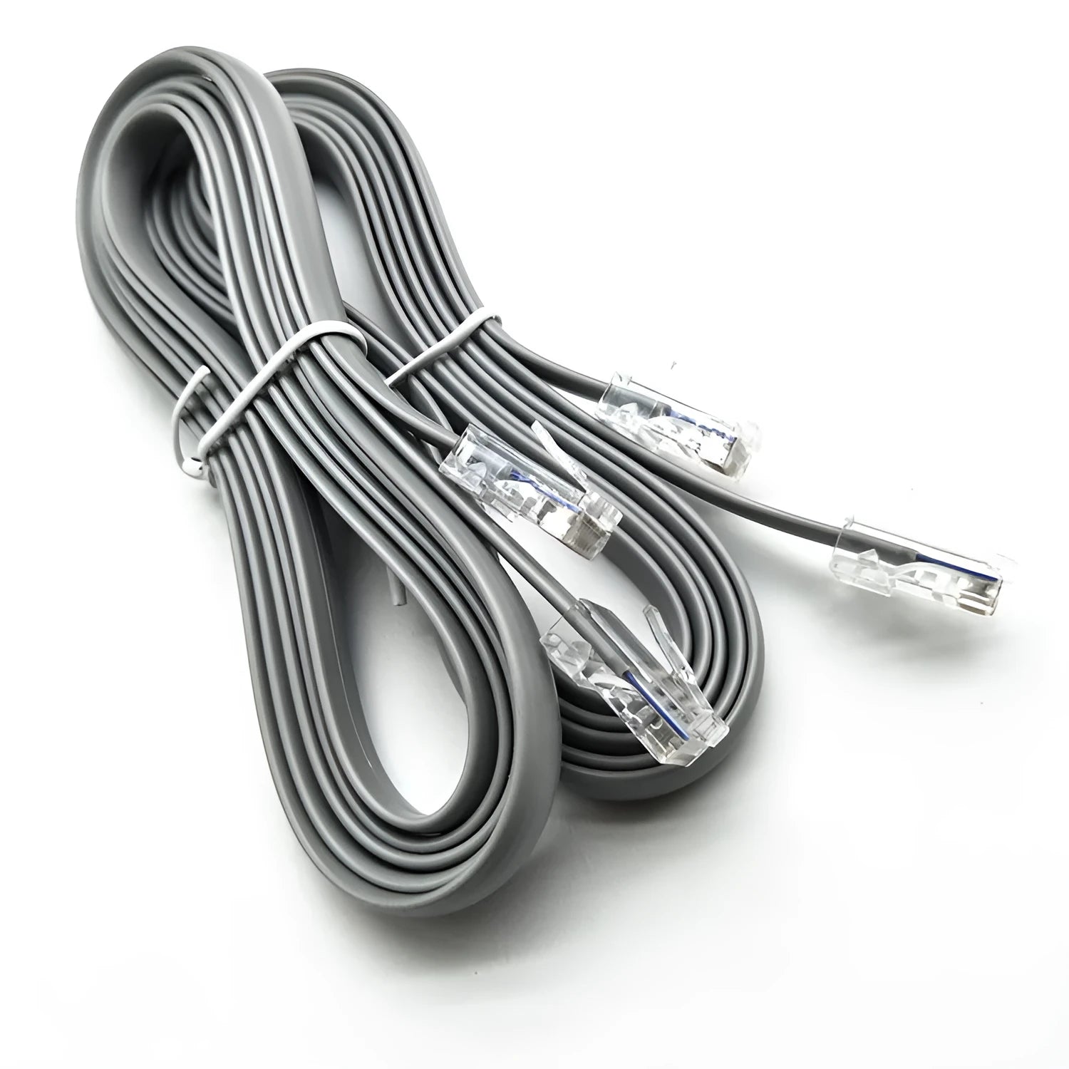 Silver grey CAT6 network cable with RJ-45 connectors, 2 metre length