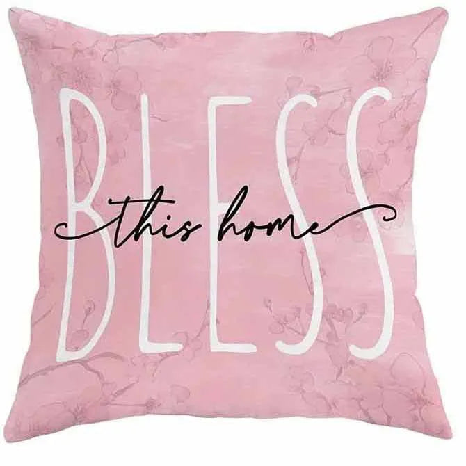 Square cherry blossom letter cushion cover in short velvet fabric, 45cm size