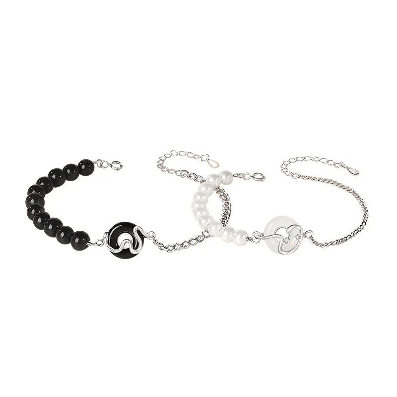 925 sterling silver couple bracelet with snake zodiac design and peace buckle in new Chinese style
