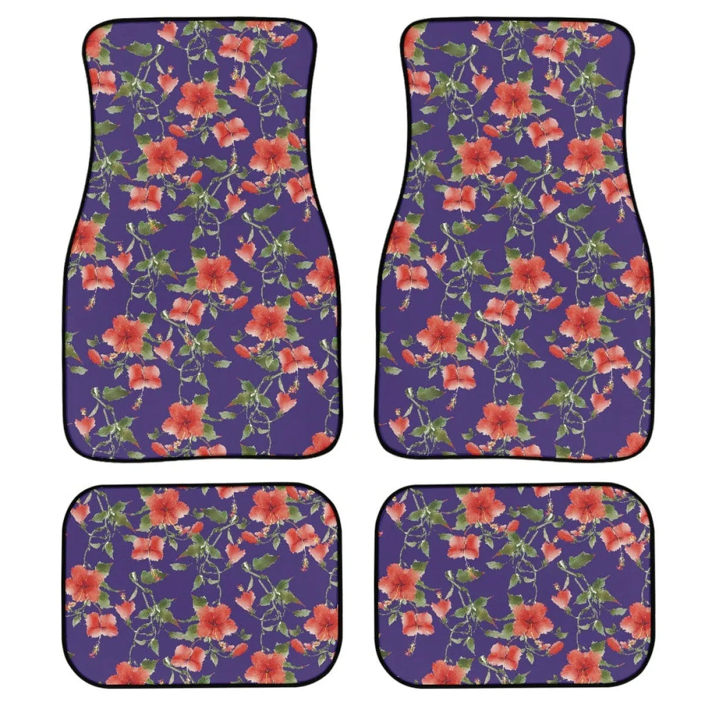 Black printed rubber car floor mat set showing textured surface and 20mm thick edge.