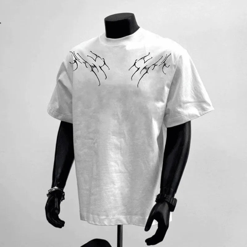Men's loose fit cotton T-shirt in black and white colours with printing design