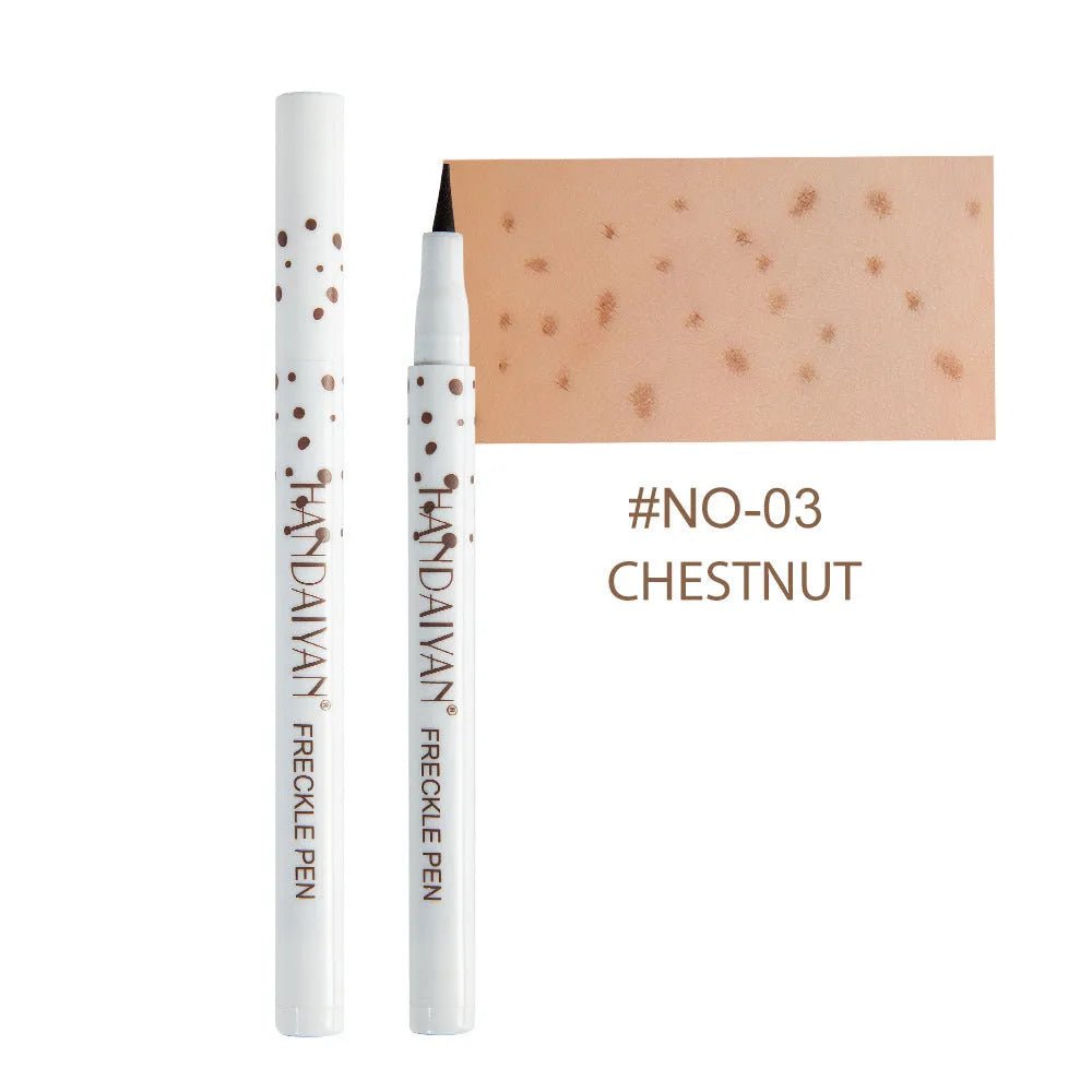 Dark brown freckle pen with precision tip for applying natural-looking waterproof fake freckles