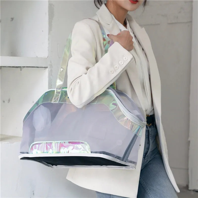 Leather cat outing carry bag in Milan White colour with 25 litre capacity.