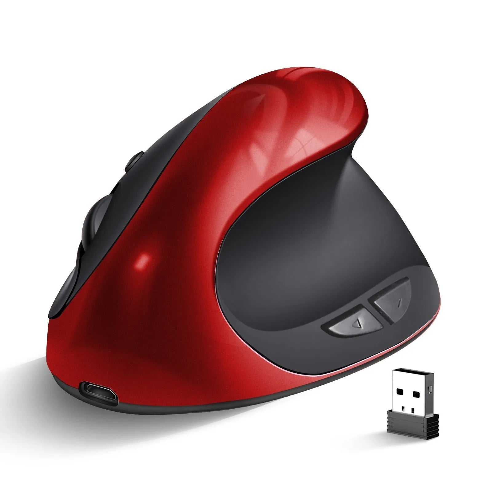 Vertical wireless ergonomic mouse in multiple colours with charging capability