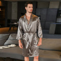Men's lightweight polyester silk bathrobe for summer in multiple colours and sizes.