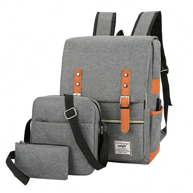 Three-piece waterproof business backpack in Oxford cloth with curved shoulder straps