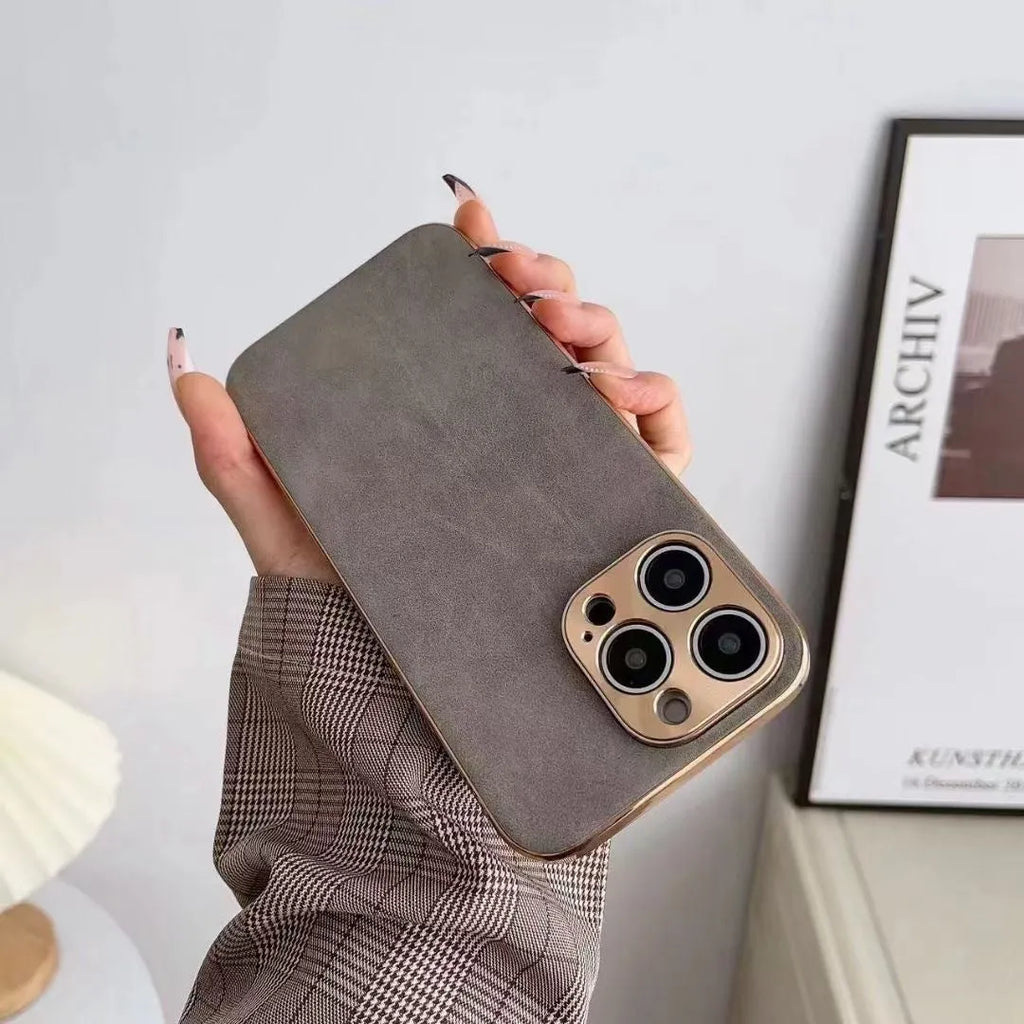 Leather texture TPU phone case for iPhone models in solid colour options