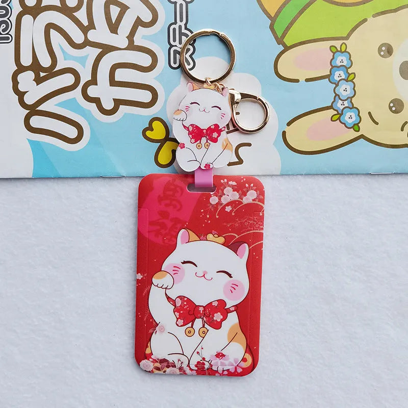 Lucky Cat plastic card sleeves with ferrule pendant in cartoon style designs