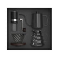 Heat-resistant glass pour-over coffee set with coffeepot and filter cup, available as 4-piece or 6-piece set