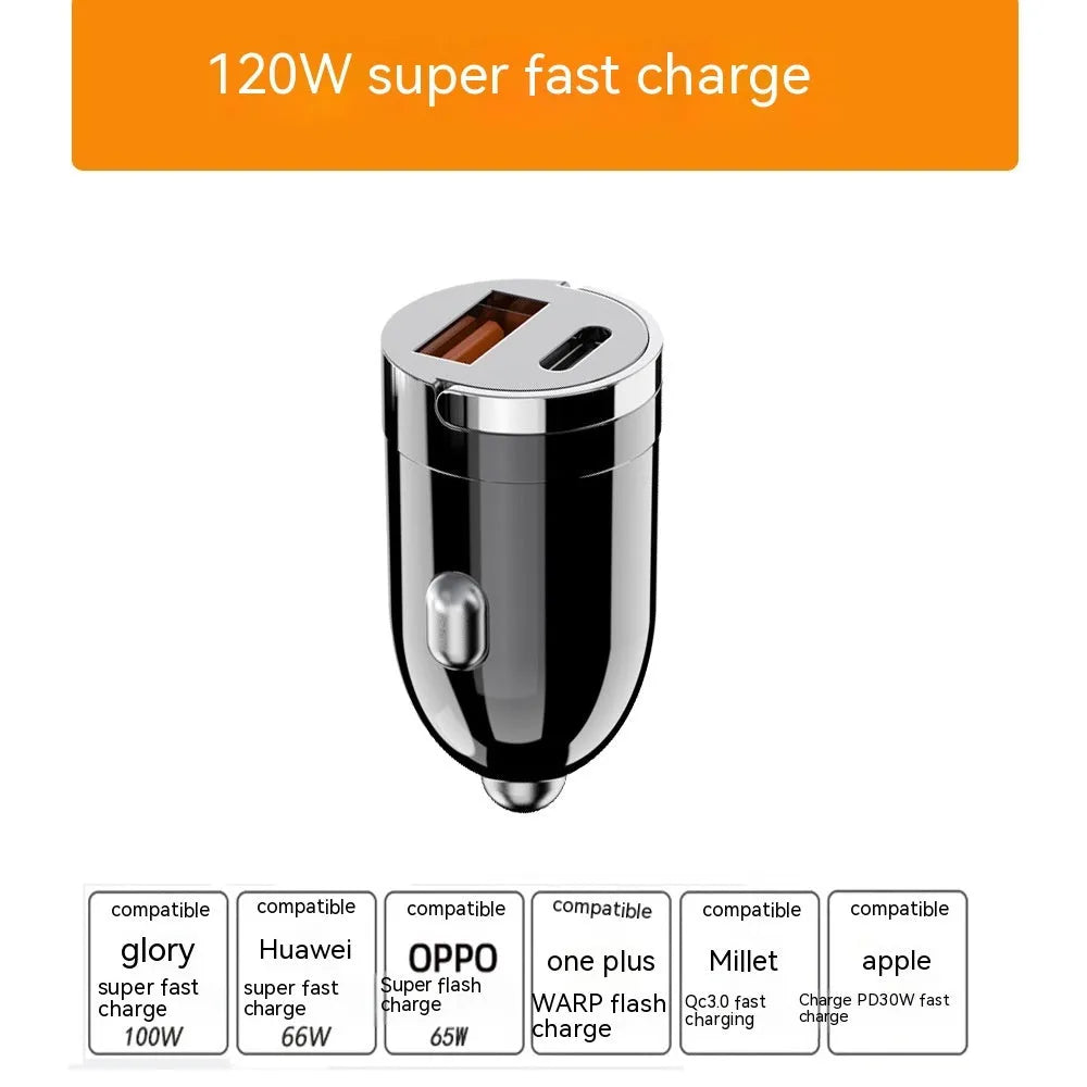 Black 200W car charger with zinc alloy construction measuring 38mm