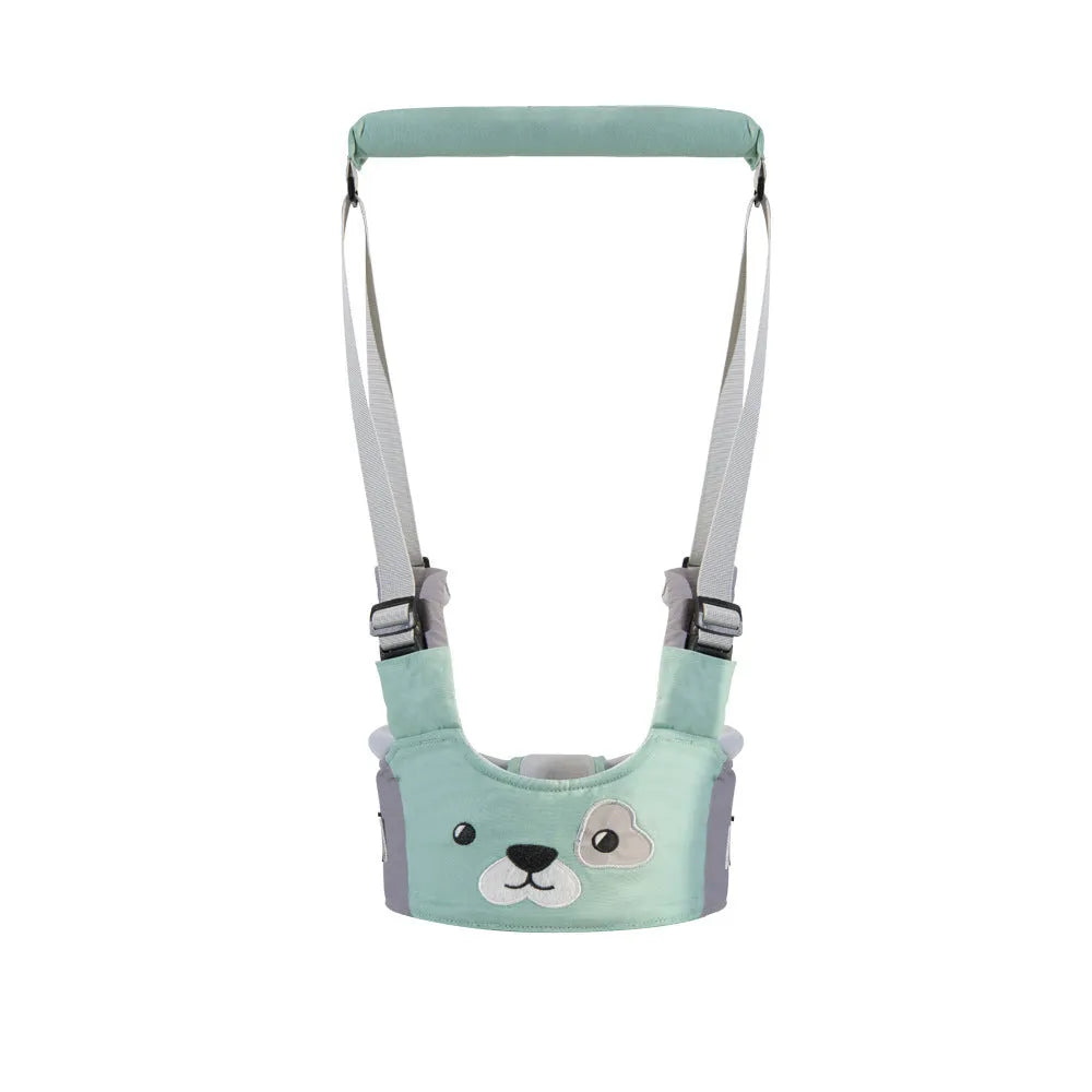Cotton baby walking harness belt showing vest-style design in blue colour for toddler walking assistance