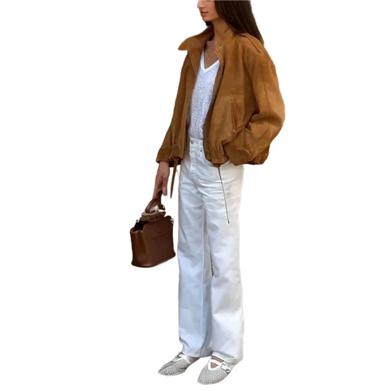 Retro solid colour loose fit polyester jacket shown in picture colour shade.