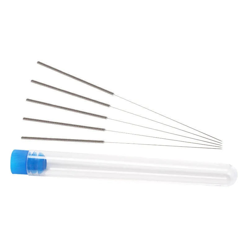 Ten steel cleaning needles for E3D Mk8 3D printer nozzles in labelled packaging