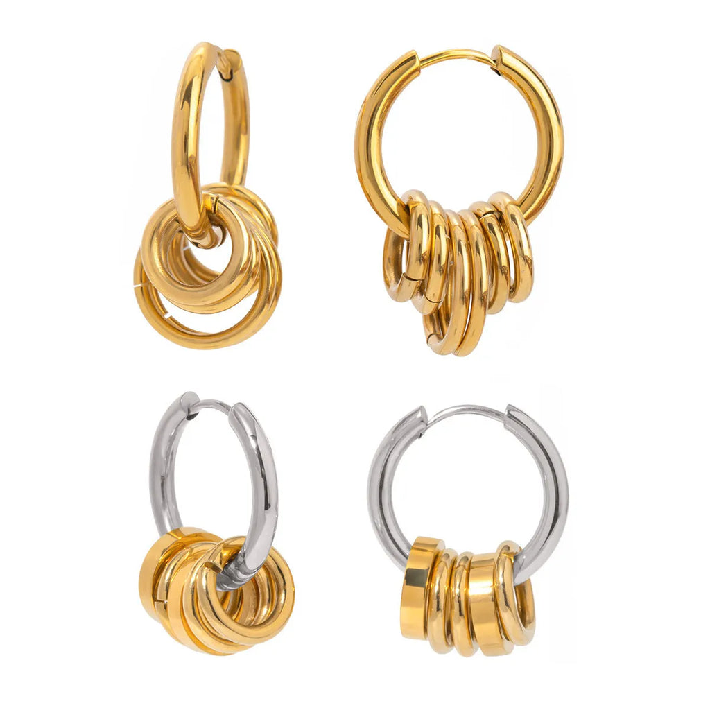 Stainless steel colour matching earrings with electroplating finish in unisex ins style