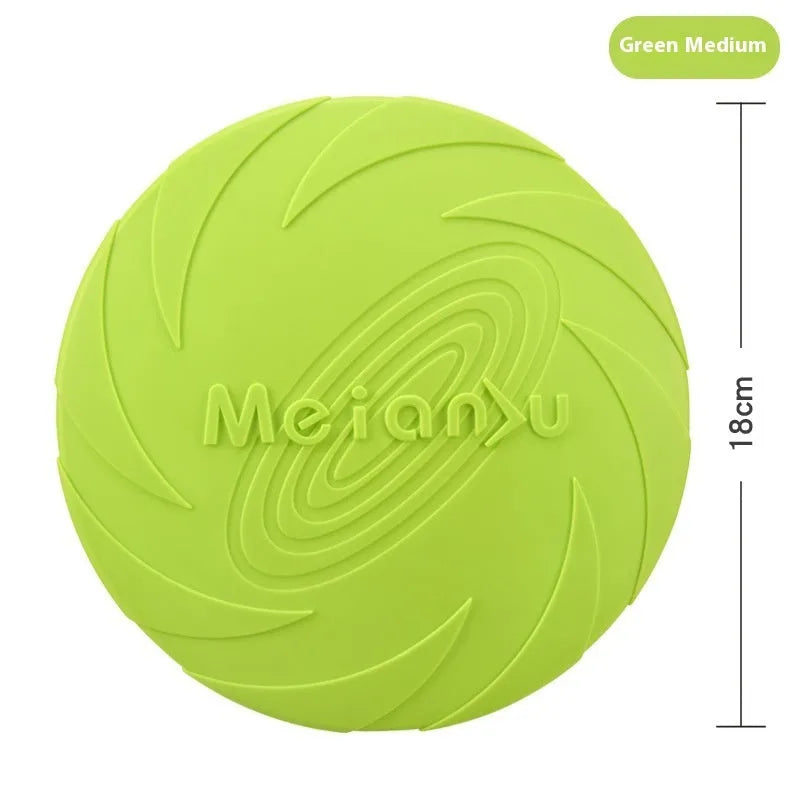 Soft rubber dog frisbee in multiple sizes and colours for outdoor walking and play