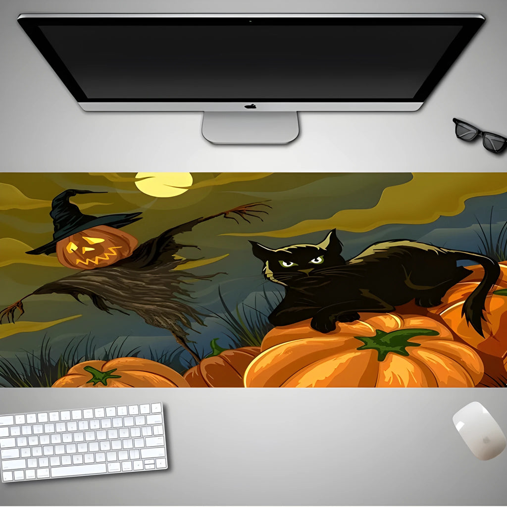 Oversized Halloween gaming mouse pad with non-slip rubber cloth surface