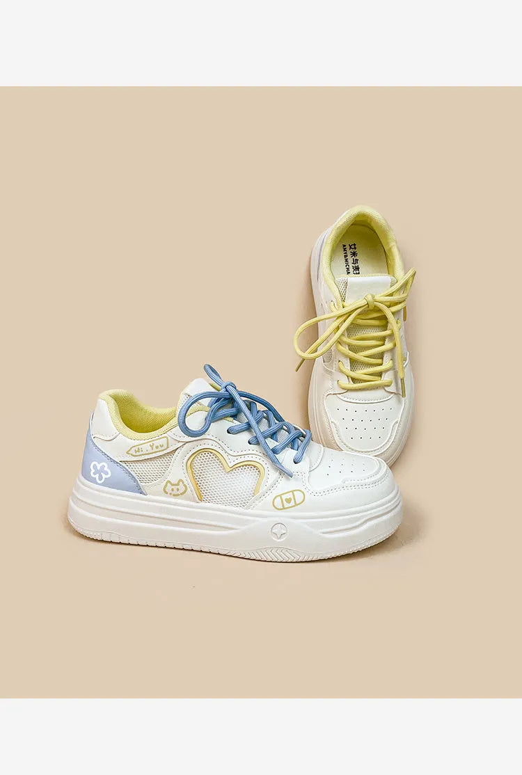 Meow Rabbit Sea Salt Cheese coloured mesh casual sneakers with cross-strap detail and rubber sole