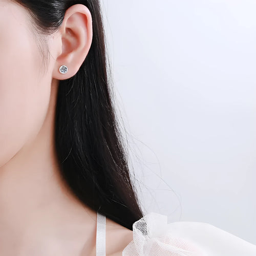 Women's geometric 925 silver gold plated earrings with moissanite or zircon gemstone options.