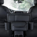 Leather car seat tissue storage bag with hanging armrest design between vehicle seats